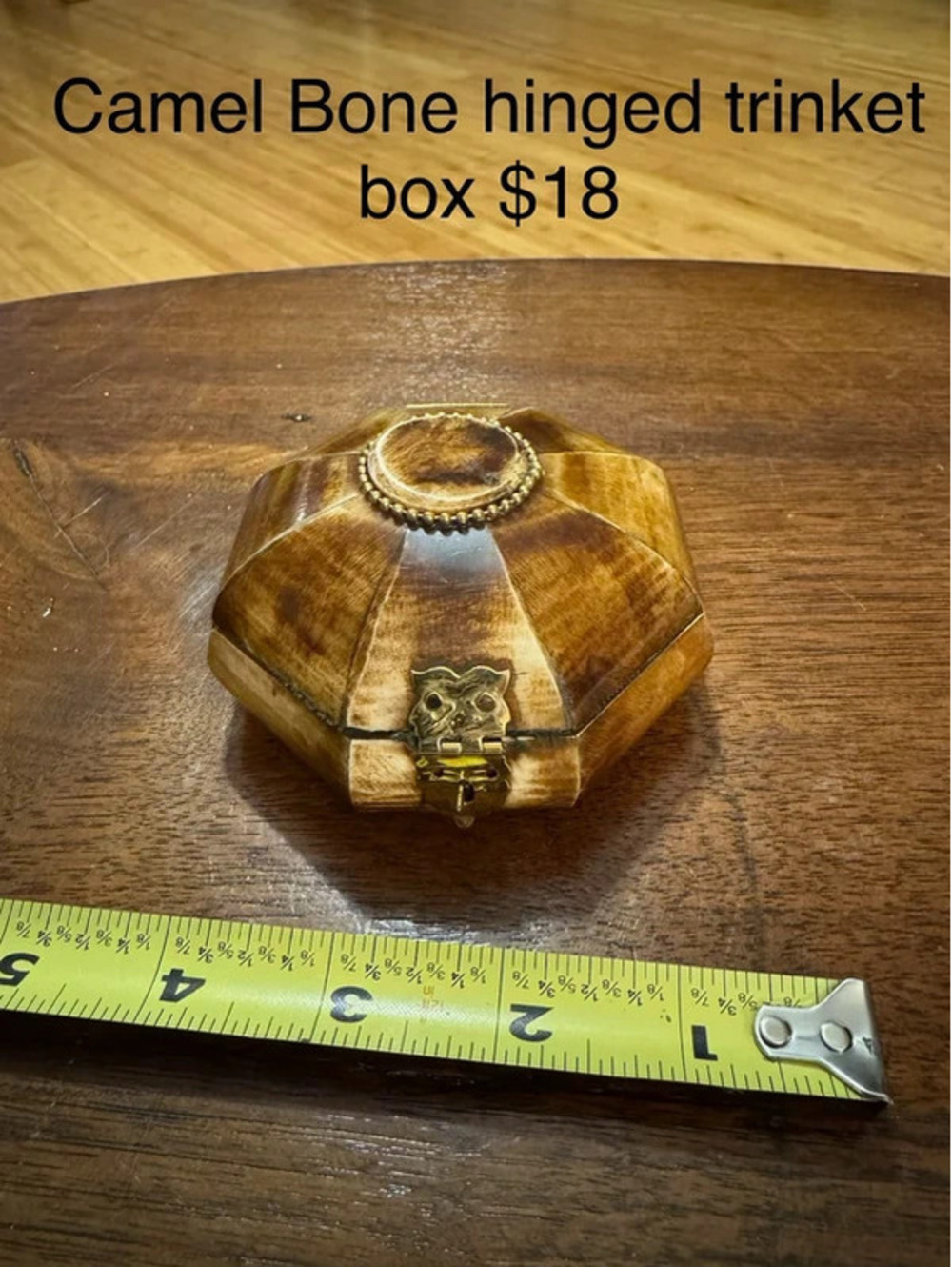 Camel bone hinged trinket box
